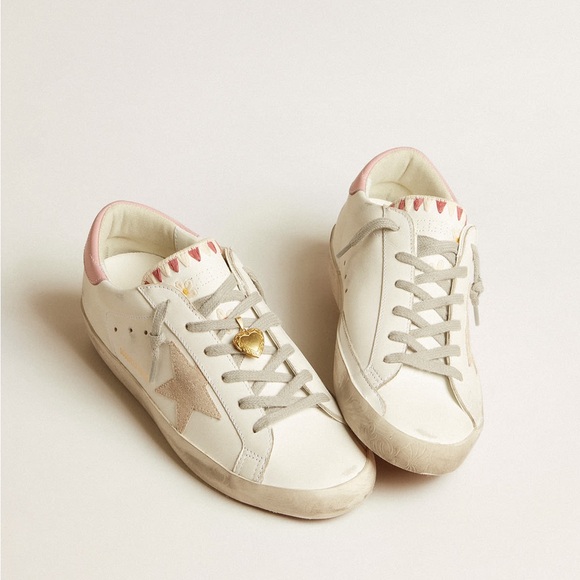 Golden Goose Shoes - Golden Goose SUPER STAR Rare ❤️White Sneakers with Pink Accents and Beige Star
